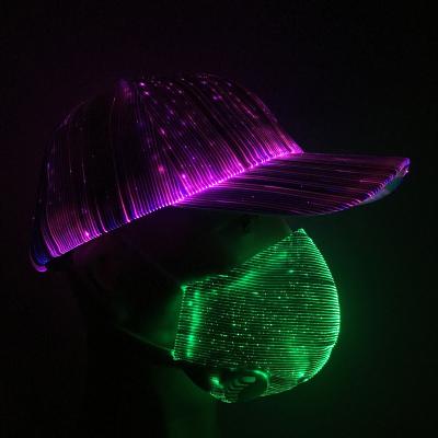 China New Arrive LED Fiber Optic Cloth USB Fill Light Up Hats For Music Party Christmas Halloween Club White for sale