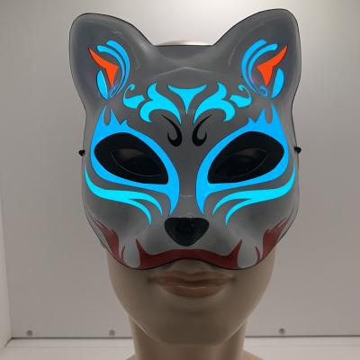 China Newest Reusable LED Glowing Wire Mask Party Glowing Glowing Anime Japanese Fox Fox LED Mask Halloween LED Mask for sale