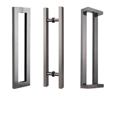 China Large square modern tube stainless steel handle seen glass door hardware glass door handle bathroom shower/wooden glass door armrest for sale