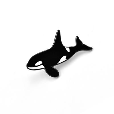 China China Professional Fashion Shine Orca Whale Nature Metal Crafts Hard Enamel Lapel Pins For Black Fish for sale