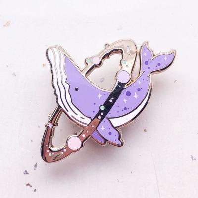 China China Custom Fashion Hard Enamel Cute Cosmic Whale Enamel Pin Lapel Pins for sale