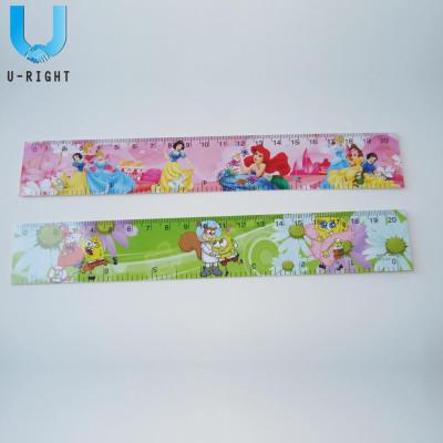 China Girls plastic pink kawaii plastic logo printed 20cm ruler with princess printed on it for sale