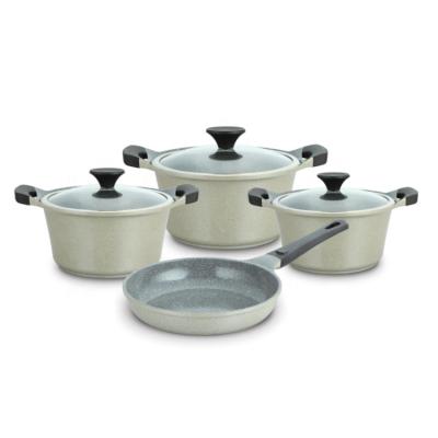 China Sustainable Hot Selling 7 Piece Non Stick Cast Aluminum Ceramic Cookware Sets Kitchen Pot Cooking Pot Set Cook Care Cookware Sets for sale