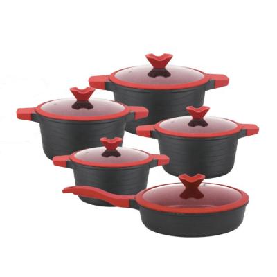 China Factory Direct 10pcs Commercial Aluminum Nonstick Cooking Pot Sustainable Cookware Set In Kitchen for sale