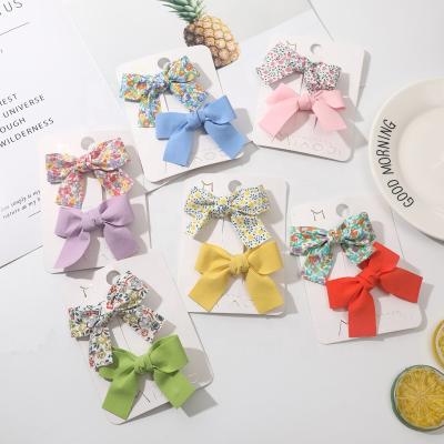 China Cloth Cloth 2 Pieces Hairpin Bow Girls Set Princess Baby Headdress Children Side Lovely Cute Hair Accessories Cut Hair Clips For Kids for sale