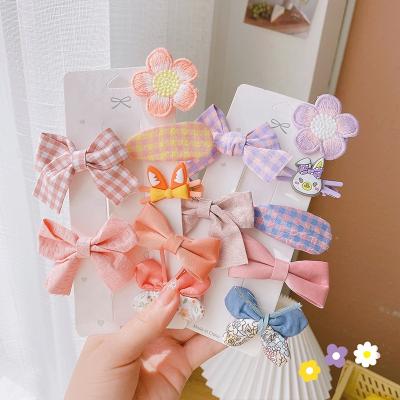 China Cloth 7 Pieces Cloth Set Cute Baby Hair Accessories Girls Bow Lovely Princess Headdress Children Side Hairpin To Cut Hair Clips For Kids for sale