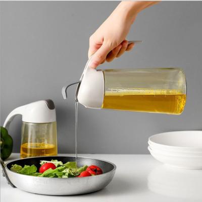 China Household Products Household Kitchen Storage Belt Soy Sauce Vinegar Bottle Oil Storage Tank Automatic Seasoning Opening And Closing Oil Bottle Glass Jar for sale