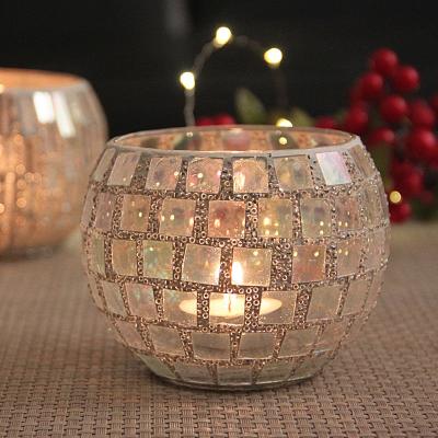 China Home Nordic Romantic Scented Candle Candlestick Cup Candlestick Nordic Romantic Scented Cup Candlestick Glass Mosaic Color Decoration Flowerpot Pen Holder for sale