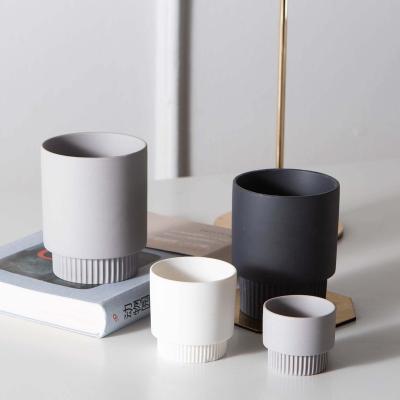 China Unique luxury black candle jars most popular decoration candle jars high quality ceramic cover candle jars home jar gray white high quality for sale