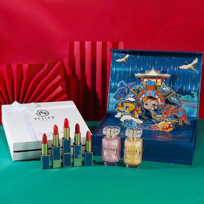 China Chinese Style Waterproof Lipstick Set Gift Box Lipstick Set Gift Box Chinese Style Full Set Common Christmas Makeup for sale