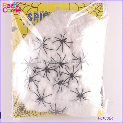 China 22X Cotton Spiders 45g Halloween Party Decoration Stretch White Web Halloween Spider Web for sale