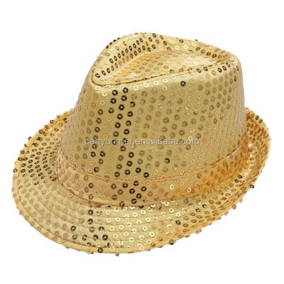 China Polyester Fedora Cap Glitter Sequin Dance Party Costume MJ Jazz Hats for sale