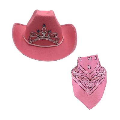 China Picture Felt Party Hats Bandanas Christmas Halloween Cowgirl Costume Set Paisley Bandana Cowboy Hat for sale