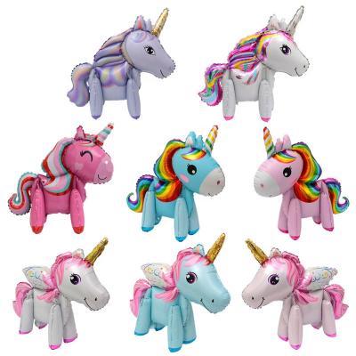 China Walking Animal Balloons for Birthday Party Decorations 3D Unicorn Balloons 57*55cm for sale