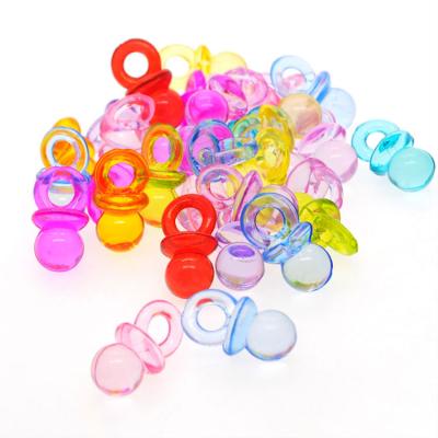 China 50pcs Mini Clear Pink Blue Acrylic Baby Pacifiers Table Acrylic Baby Pacifiers Scatter Games Baby Shower Decoration for sale