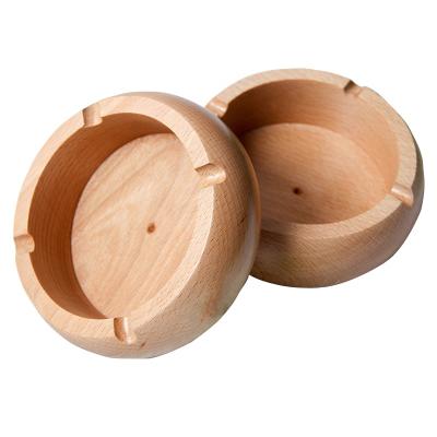 China Japanese Style Round Wood Ashtray Oak Wood Cigarette Ash Tray Cigar Ash Tray Premium Japanese Hinoki Wooden Ashtray for sale