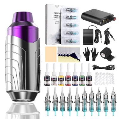 China 2022 hot sale full set battery tattoo pen motor wireless tattoo machine all in one tattoo equipment A-041 for sale