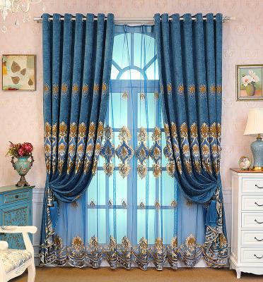 China Wholesale Luxury Cortina Ready Made Blackout Designs Living Room Embroidered Window Curtain for sale