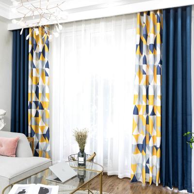 China Wholesale Modern Simple Geometric Print Ready Made Curtain CLASSIC Boho CorTina Cotton Linen Nordic Panel Curtain Fabric for sale