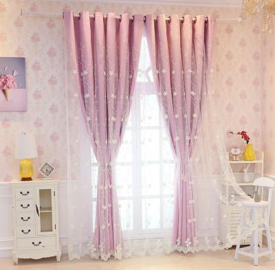 China Tende Wholesale Nordic Embroidery Blackout New Arrival Double Layer Bedroom Blackout Ready Made Curtain for sale