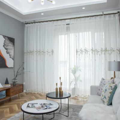 China Nice Bedroom Decorative Luxury Floral Embroidery Sheer Curtain For Living Room for sale