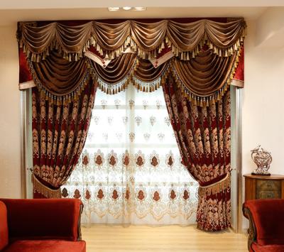 China Hot Sale Blackout Curtains Luxury Embroidery Customized Ready Made Curtain, Europe Curtain Fabric, Window Curtains For Living Room for sale