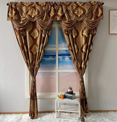 China USA Sale Blackout Blackout Curtain Hot Rod Pocket Floral Valance Jacquard Elegant Ready Made Living Room Curtain for sale