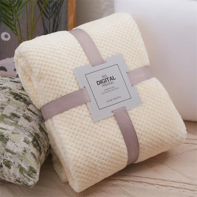 China PORTABLE New Arrival Extra Thick Solid Pineapple Textured Sofa Flannel Blanket Coral Velvet Yoga Blanket for sale