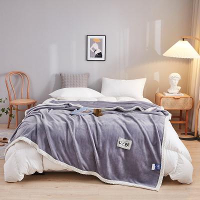 China New Arrival PORTABLE Solid Color Milk Fleece Blanket Luxurious Extra Thick Warm Safe Flannel Blanket for sale