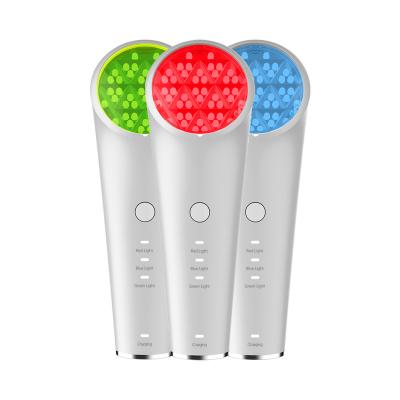 China Anti-Puffiness 3 in 1 Photon Led Light Cordless Treatment Device Skin Rejuvenation LED Skin Therapy Beauty Machine Red Blue Green for sale