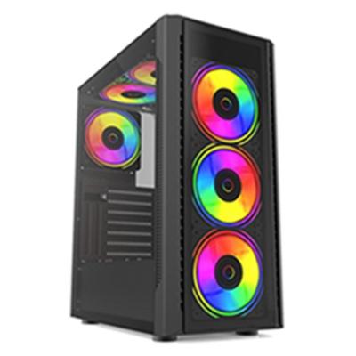 China With Fan I1102A Tempered Glass FRONT PANEL ATX M-ATX Computer Gaming Case Fixed Color fan,  Desktop Case for sale