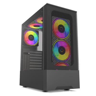 China With Fan I1104B Wholesale ATX Gaming PC Case USB3.0 Iron Net front Panel Fixed Color Fans and RGB fans VERTICAL Cabinet for sale