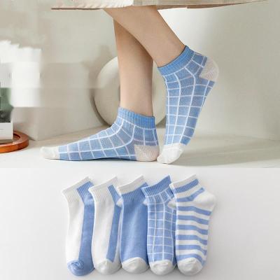 China New fashion sporty women bangs cheap design women spring thin breathable funny sock 2022 Summer Street All-match Kawaii Plaid Stripes for sale