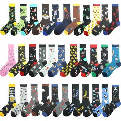 China Brand New Men's Breathable Diamond Ramen Astronaut Pattern Hip Sock Hop Cool Socks For Men Winter Thick Skate Long Skate Funny Socks Colorful for sale