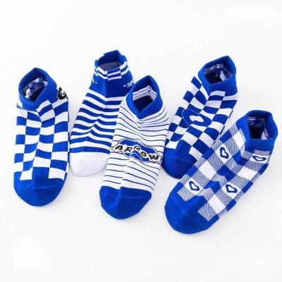 China Harajuku Breathable Cute Women Ankle Boots Cotton Blue Striped Geometric Women Summer Style Plaid Ankle Cozy Korean Girl for sale