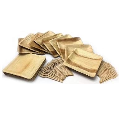 China Restaurant Home Disposable Place Hotel Dishes Palm Leaf Set for sale