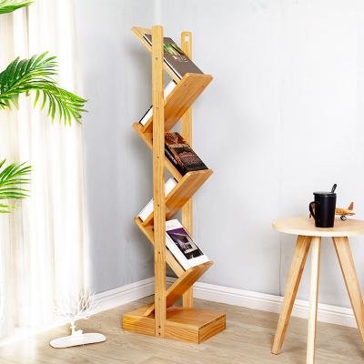 China (Other)Wholesale Adjustable Floor-assembled Desk and Books Racks Wood Shelves Magazine Rack Home Storage for sale