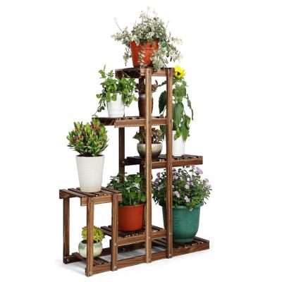 China Outdoor Indoor Stored Wooden Plant Rack Ladder Display Stand Plant Storage Rack Organizer for Patio Garde for sale