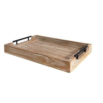 China Solid Wood Serving Trays Recycled Materials Large Rustic Ottoman Coffee Table With Handles Extra Large for sale