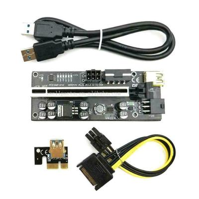 China Ver 010s Adapter PCI-e Card Pcie Riser Plus 16X Extension Adapter PCI Express 1X Risers 010s to Supplement 6 Pin To SATA PCIE PCI-E X16 LED Gpu Riser for sale