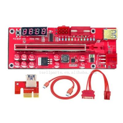 China From PCI-e Adapter New V014 PRO PCIE Red Card V014 PCI-E 1X Riser Card To 16X GPU Riser Card Adapter With Temperature for sale