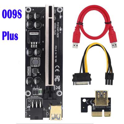 China VER 009S Plus PCI Express 1X 4X 6X 8X 16X SATA Cable USB 3.0 To 6 Pin Connector 009S Plus Pcie Riser Card For Graphics Video Card 12.9*4.4*1.2 for sale