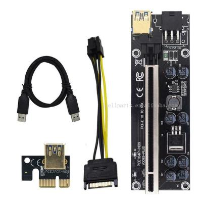 China PCIe VER 009s Riser Card Plus 6 Pin Graphics Card With 6 LED Lights USB 3.0 1x To 16x PCI-E Riser Card SATA 6 Pin Power 12.9*4.4*1.2 for sale