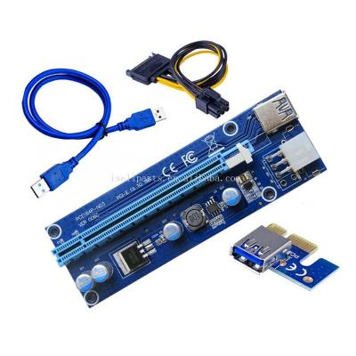 China VER009S Blue PCI-E 6pin Express 1x to 16x Card Supplement Pcie Risers Card for Graphics Cards USB 3.0 GPU 12.9*4.4*1.2 gpu for sale