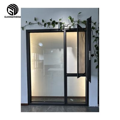 China Magnetic Screen Newly Stored Iron Framed Black Aluminum Metal Steel Windows and Aluminum Doors with Lock Casement Window for sale