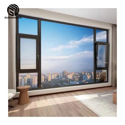 China Soundproof Iron Framed Steel Frame Black Metal Galvanized Glass Doors Windows Accessories Tilt And Turn Aluminum Window for sale