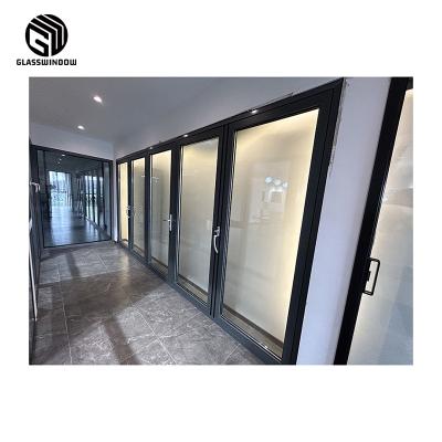 China Sound Insulation Factory Cheap Price Customized Aluminum Door Handle Set Bifolding Sliding Door Steel Doors for sale