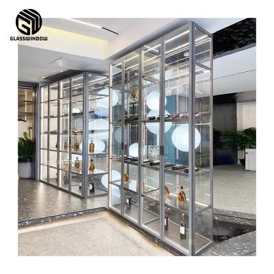 China Modern High Quality Modern Side Aluminum Cabinet Display Cabinet Frame Glass Wine Cabinet for sale