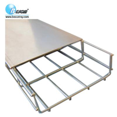 China Telecommunications cable laying Besca 100*100 Sizes SS316 Wire Mesh Cable Tray With Cover for sale