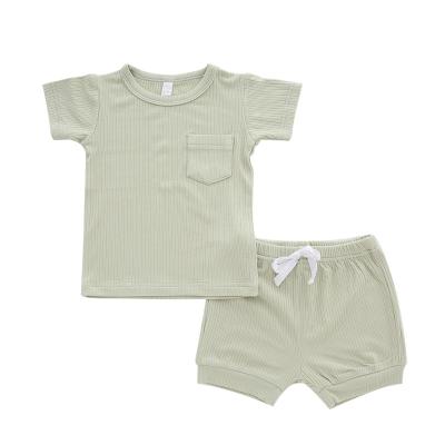 China New Breathable Baby Summer Suit Cotton Baby Listing Short Sleeve Fits Modern Baby Suits for sale